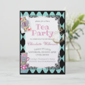 Alice in Wonderland Theme Tea Party in het Blauwgr Kaart (Staand voorkant)