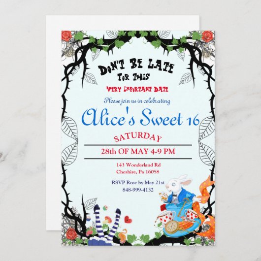 Alice In Wonderland Thorn Invitation (Devant / Derrière)