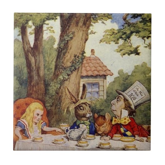 Alice in Wonderland Tile, de Tea Party Tegeltje (Voorkant)
