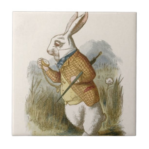 Alice in Wonderland Tile, White Rabbit Tegeltje