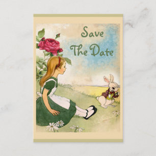 Alice in Wonderland Trouwdag Save the Date Kaart