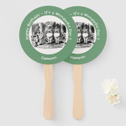 Alice in Wonderland Tweedledum & Tweedledee feest Handwaaier (Voorkant en achterkant)