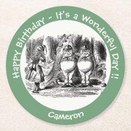 Alice in Wonderland Tweedledum & Tweedledee feest Ronde Kartonnen Onderzetter
