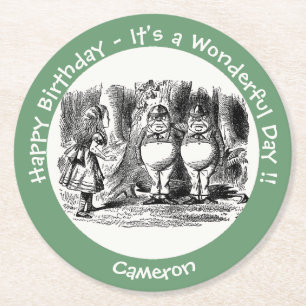 Alice in Wonderland Tweedledum & Tweedledee feest Ronde Kartonnen Onderzetter