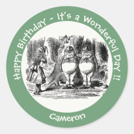 Alice in Wonderland Tweedledum & Tweedledee feest Ronde Sticker