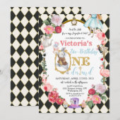 Alice in Wonderland - uitnodiging op de dag van d (Voorkant / Achterkant)