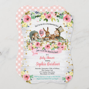 Alice in Wonderland, uitnodiging voor babymeisjes