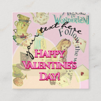 Alice in Wonderland Valentine's Day Cards  Vierkante Visitekaartje