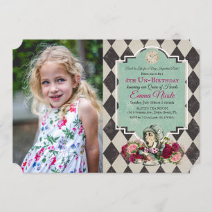 Alice in Wonderland Verjaardag Foto Uitnodiging