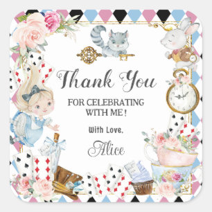 Alice in Wonderland Verjaardag High Tea Party Vierkante Sticker