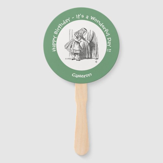 Alice in Wonderland Verjaardag of ander feestje Handwaaier (Voorkant)