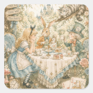 Alice in Wonderland Verjaardag Vierkante Sticker