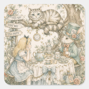 Alice in Wonderland Verjaardag Vierkante Sticker