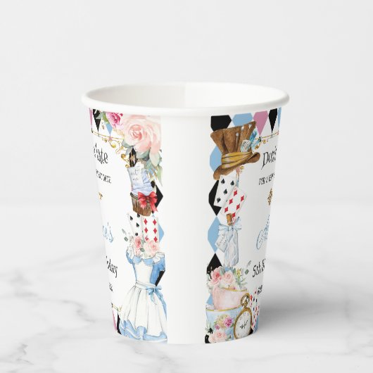 Alice in Wonderland Verjaardags-theeparty Papieren Bekers (Links)