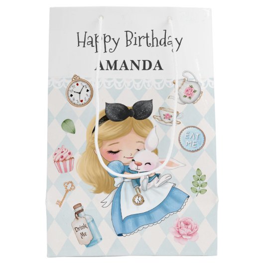 Alice in Wonderland Verjaardagscadeau Bag Medium Cadeauzakje (Achterkant)