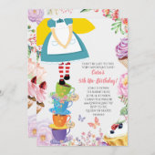 Alice in Wonderland Verjaardagsfeestje Uitnodiging (Voorkant / Achterkant)