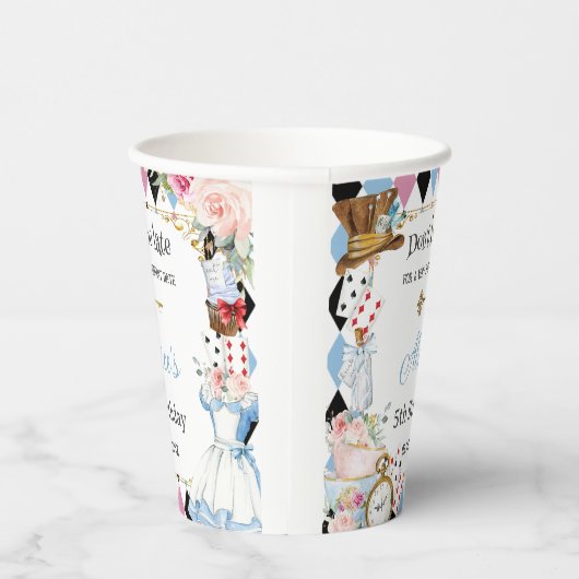 Alice in Wonderland Verjaardagsthee Party Papieren Bekers (Rechts)