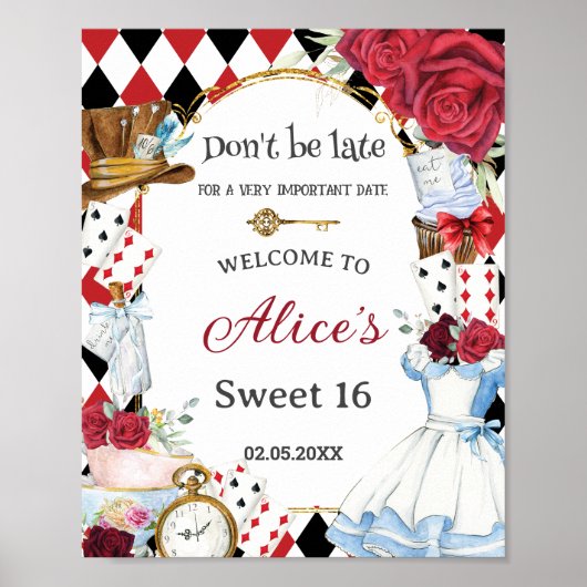 Alice in Wonderland Verjaardagsthee Party Welkom Poster (Voorkant)