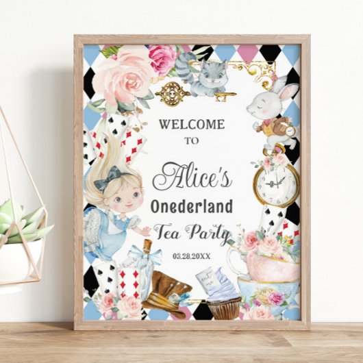 Alice in Wonderland Verjaardagsthee Party Welkom Poster