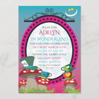 Alice in Wonderland verjaardagstheepartijuitnodigi Kaart