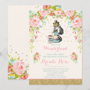 Alice in Wonderland Verjaardagsuitnodiging Kaart