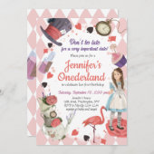 Alice in Wonderland verjaardagsuitnodiging Kaart (Voorkant / Achterkant)