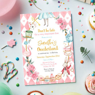 Alice in Wonderland verjaardagsuitnodiging Kaart