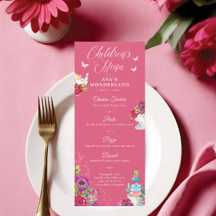 Alice In Wonderland Vibrant Floral Kids Party Menu