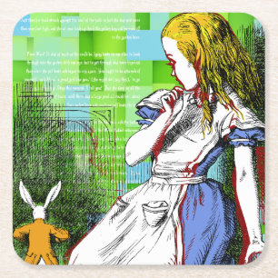 +{ Alice in Wonderland}+ Vierkante Kartonnen Onderzetter
