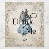 Alice in Wonderland Vine Drink Me Wijnfles Wijn Etiket (Enkel label)