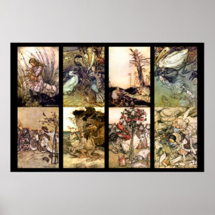 Alice in Wonderland Vintage Poster set of 8 Afbeel