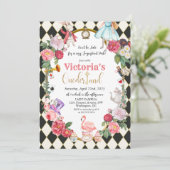 Alice in Wonderland Vintage Verjaardagsuitnodiging Kaart (Staand voorkant)