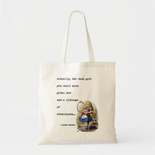 Alice in Wonderland W/Flamingo Adventure Quote Tote Bag