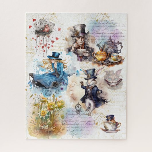 Alice in Wonderland Waterverf Collage Legpuzzel (Verticaal)