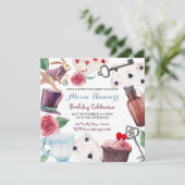 Alice in Wonderland Waterverf Hand Painted Rabbit Kaart (Staand voorkant)