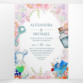 Alice in Wonderland Wedding Drieluik Uitnodiging (Binnenkant midden)