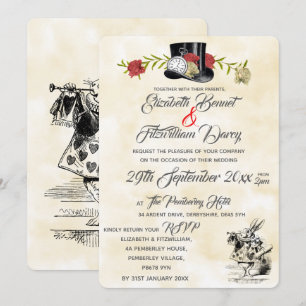 Alice in Wonderland Wedding Invitation Kaart