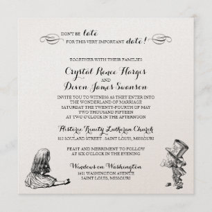 Alice in Wonderland Wedding Invitation Kaart