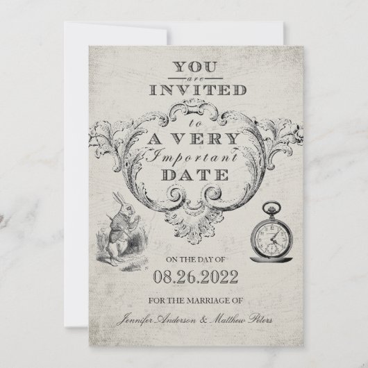 Alice in Wonderland Wedding Kaart (Voorkant)