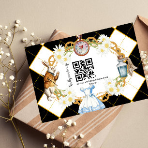 Alice in Wonderland Wedding qr code RSVP Card