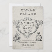 Alice in Wonderland Wedding Save The Date (Voorkant)