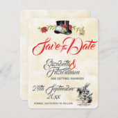 Alice in Wonderland Wedding Save the Date Kaart (Voorkant / Achterkant)