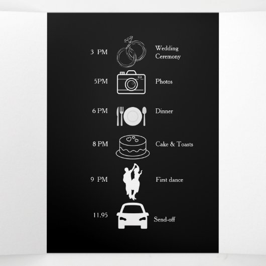Alice in Wonderland Wedding Tri-Fold Uitnodiging (Binnenkant midden)