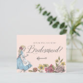 Alice in Wonderland | Wees mijn bruidsmeisje? Uitnodiging Briefkaart (Staand voorkant)