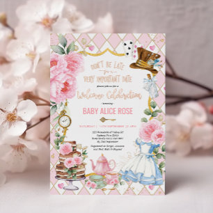 Alice in Wonderland Welkom Baby Feestelijke Party Folie Uitnodiging