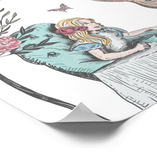 Alice in Wonderland Welkom Baby shower Poster (Hoek)