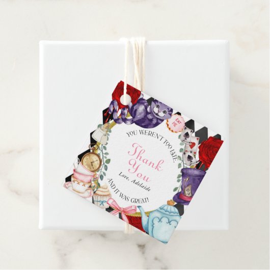 Alice in Wonderland Whimsical Children's Birthday Bedankjes Labels (In situ)