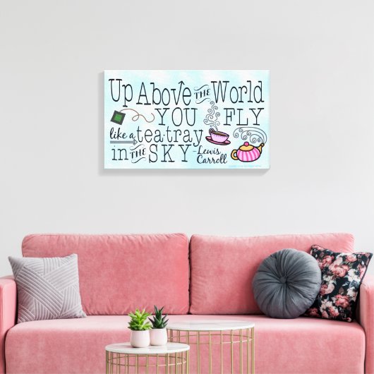 Alice in Wonderland Whimsical Tea Carroll Quote Canvas Afdruk (Insitu (Woonkamer))