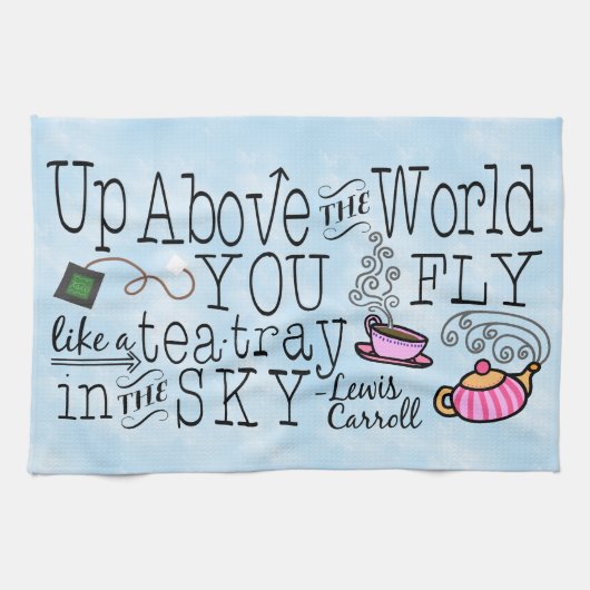 Alice in Wonderland Whimsical Tea Carroll Quote Theedoek (Horizontaal)