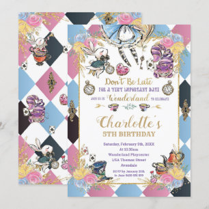 Alice in Wonderland Whimsical Verjaardag Tea Party Kaart